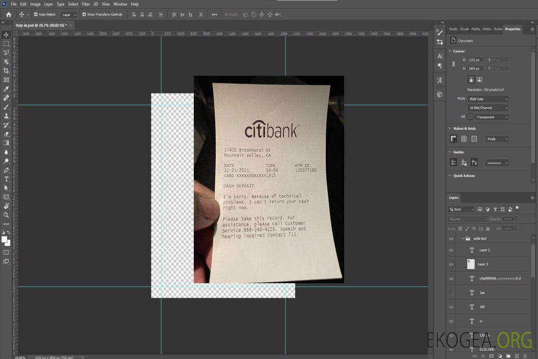 Reçu de dépôt de la Citibank aux États-Unis template Reçu de dépôt de la Citibank aux États-Unis template